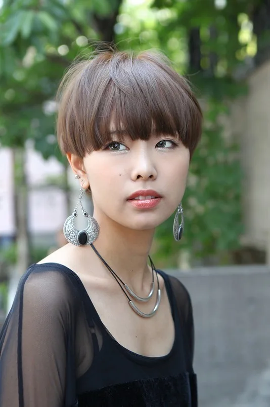 Asian Pixie with Full Bangs