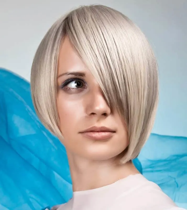 asymmetrical blonde bob