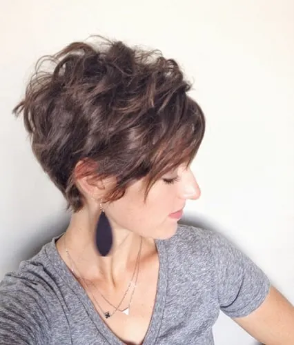 textured asymmetrical pixie cut