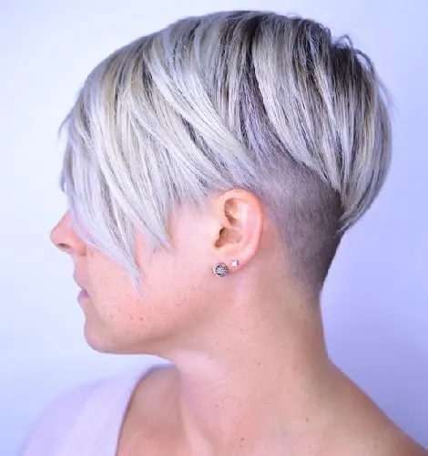 asymmetrical pixie cut with shaved sides