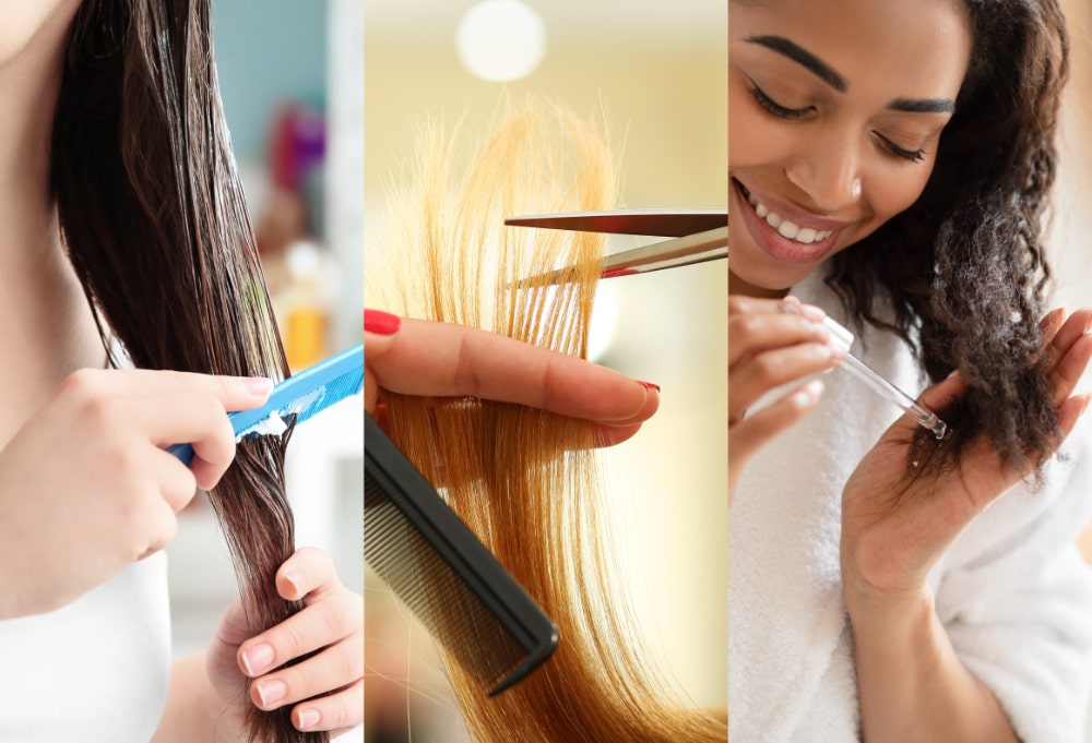 at-home techniques to repair damaged hair from thinning shears