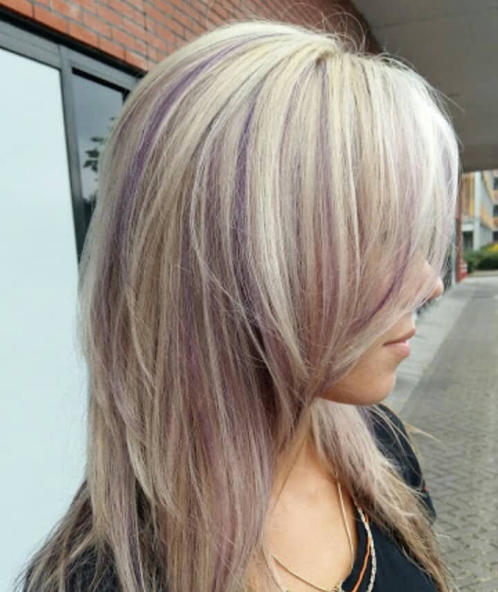 Pretty lowlight Blonde and purple hair