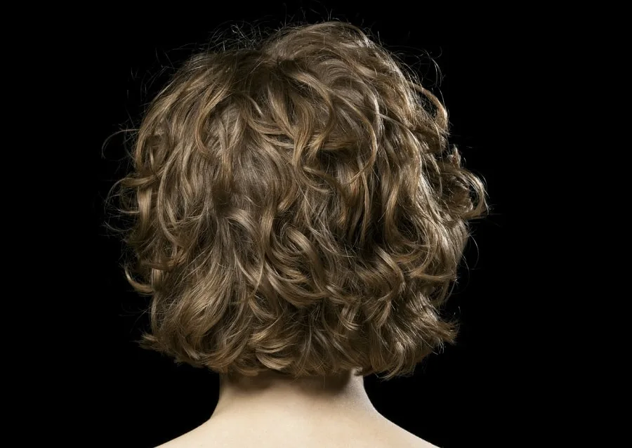 back view of short layered curly hair
