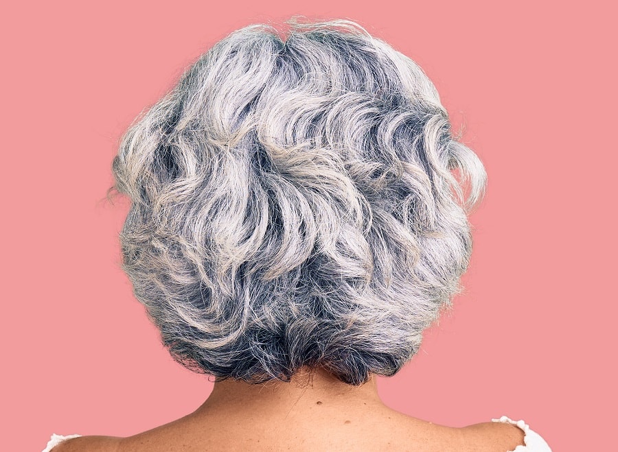 back view of short layered haircut for older women