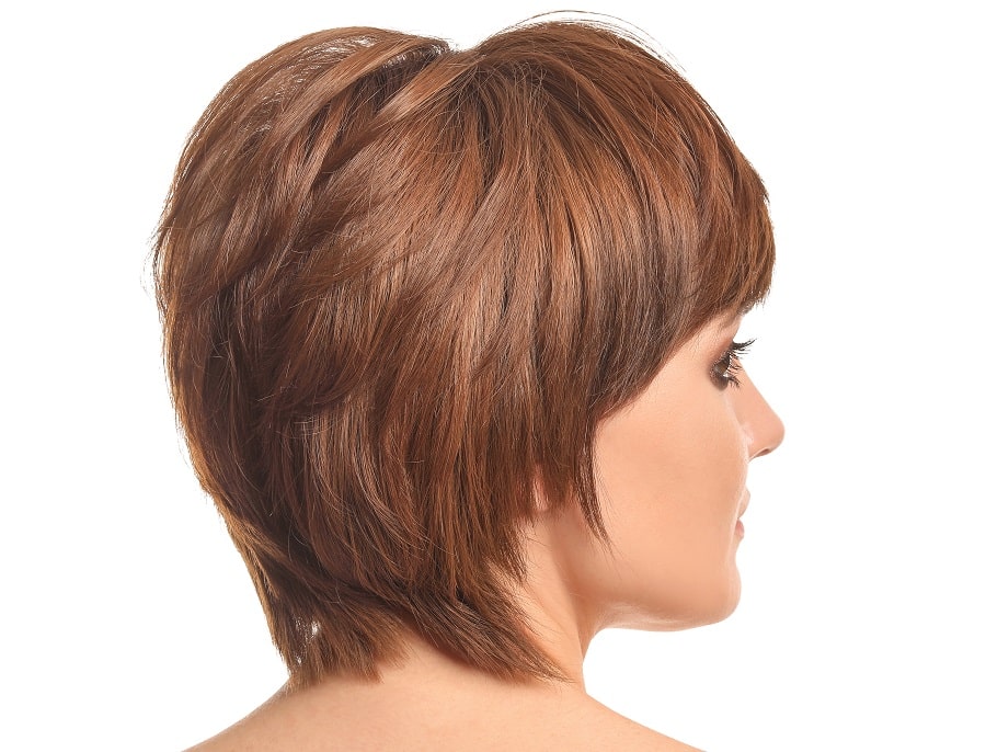 back view of short layered pixie