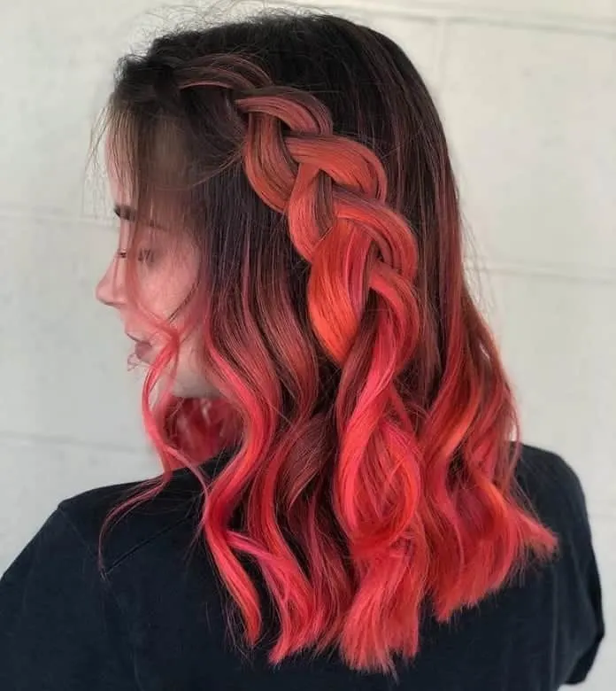 women with red balayage highlights 