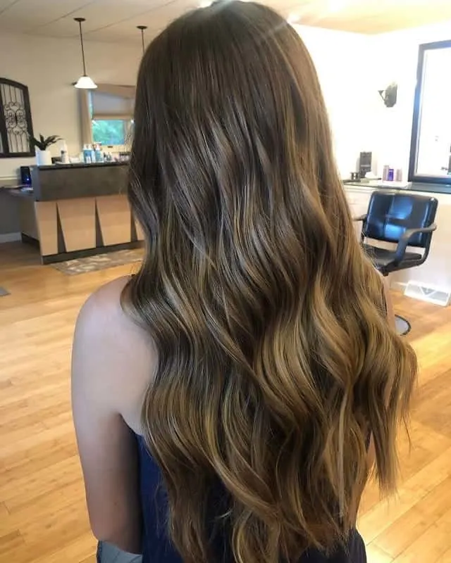 subtle brown balayage long hair