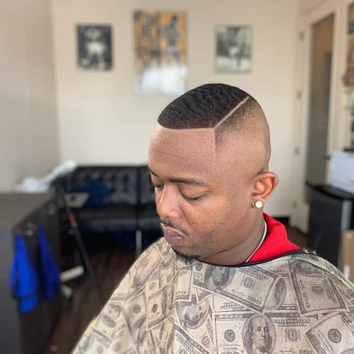bald fade waves with line