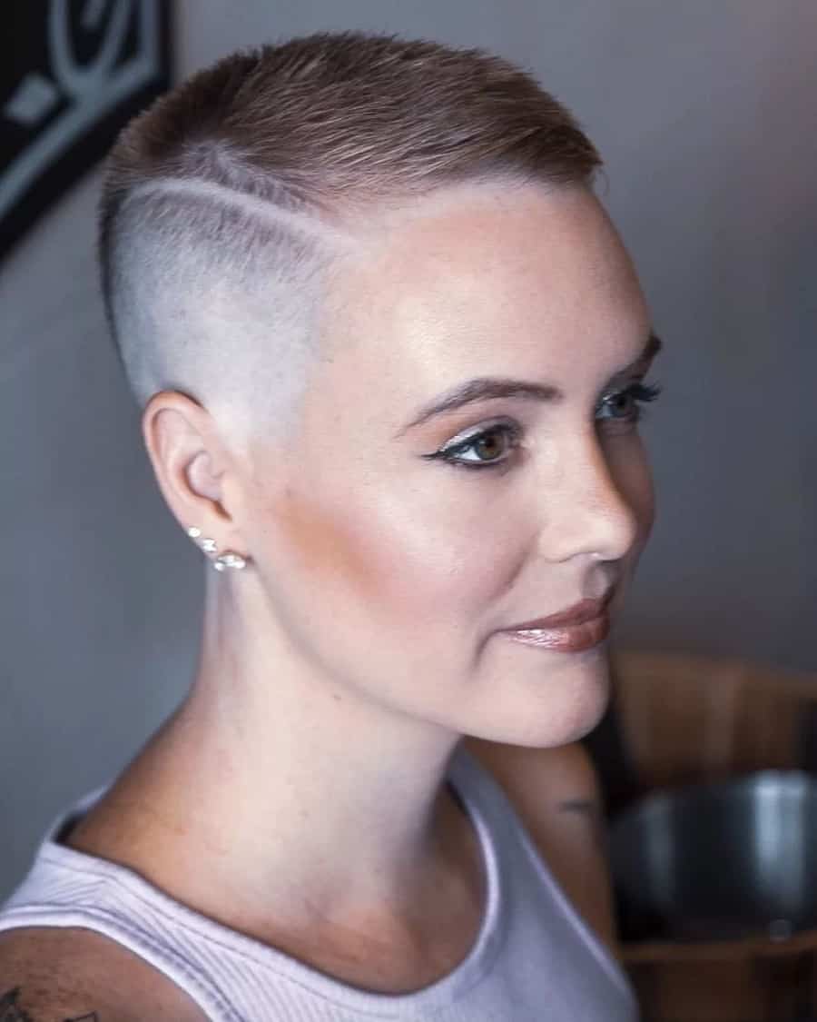 bald hairstyle with hard part