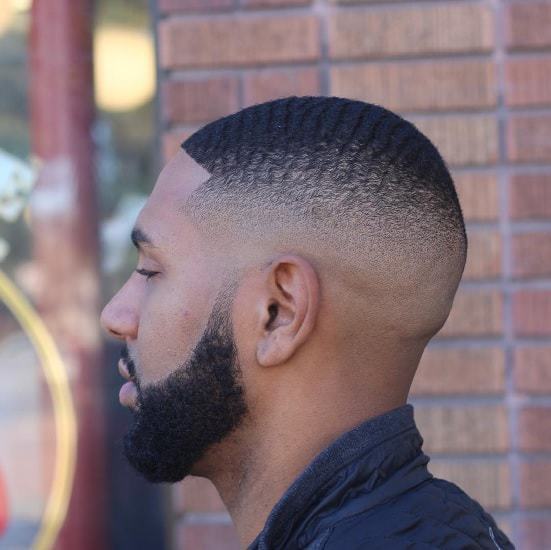  Bald taper fade with waves