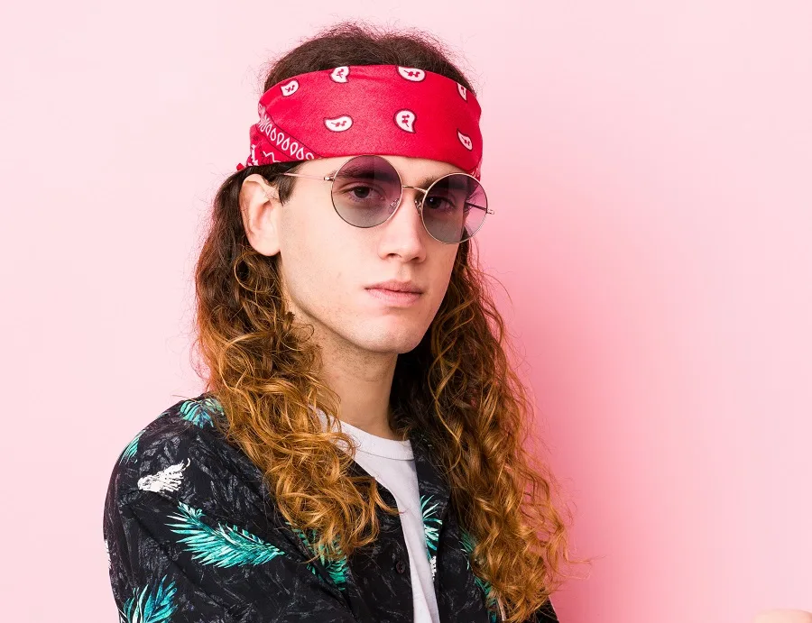 bandana hairstyle for men with long curly hair