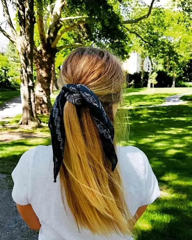 half up half down hairstyles with bandana 