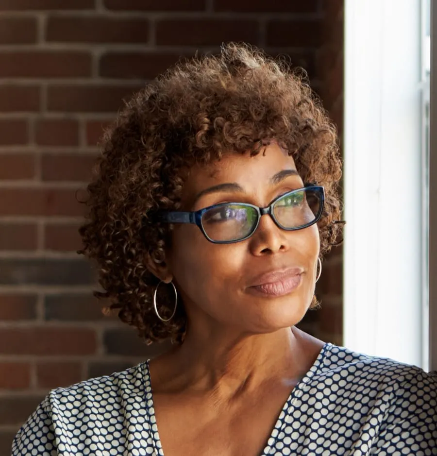 bangs for black women over 50 with glasses