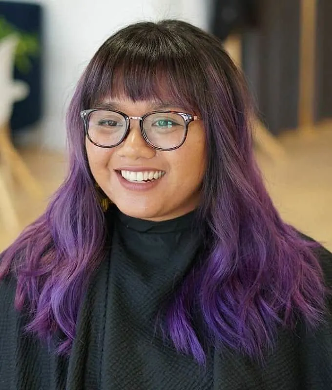 Round Face Women with Bangs and Glasses 