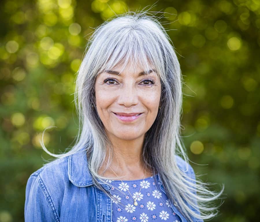 bangs for older women with oval face