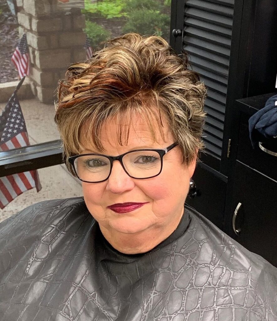 bangs haircut for over 60 with glasses
