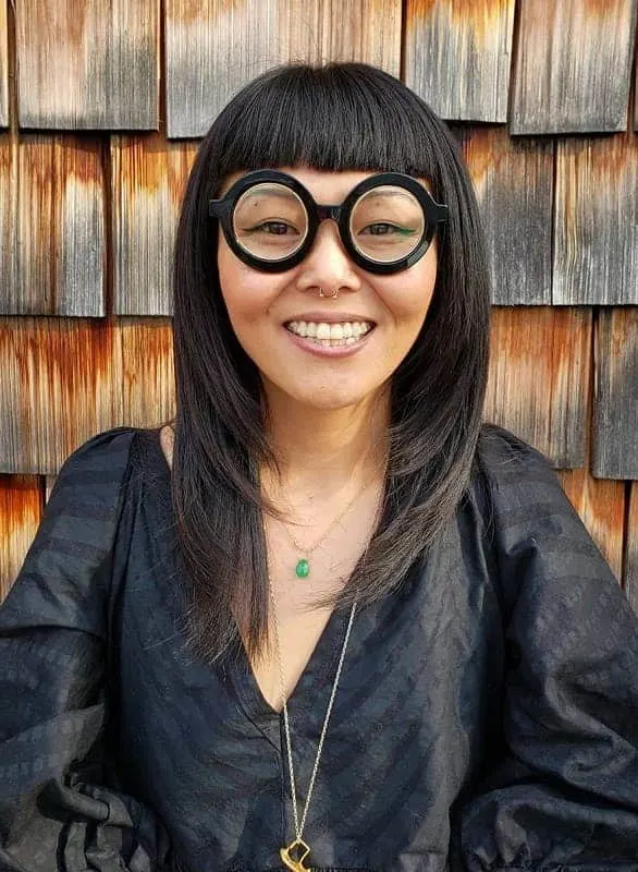 Bangs with Glasses for Oval Face