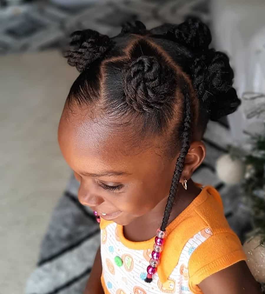 bantu knots with beads for little girls