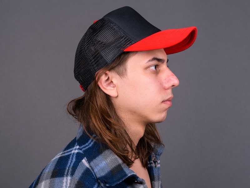baseball cap for man with long hair
