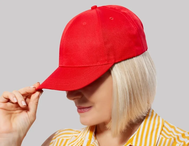 baseball hat for woman with short hair