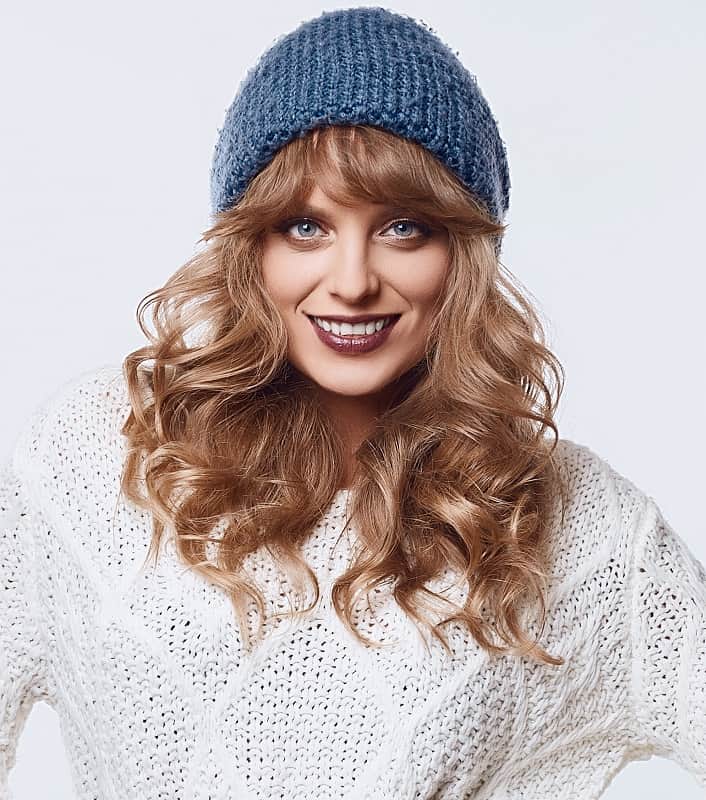 beanie style with bangs
