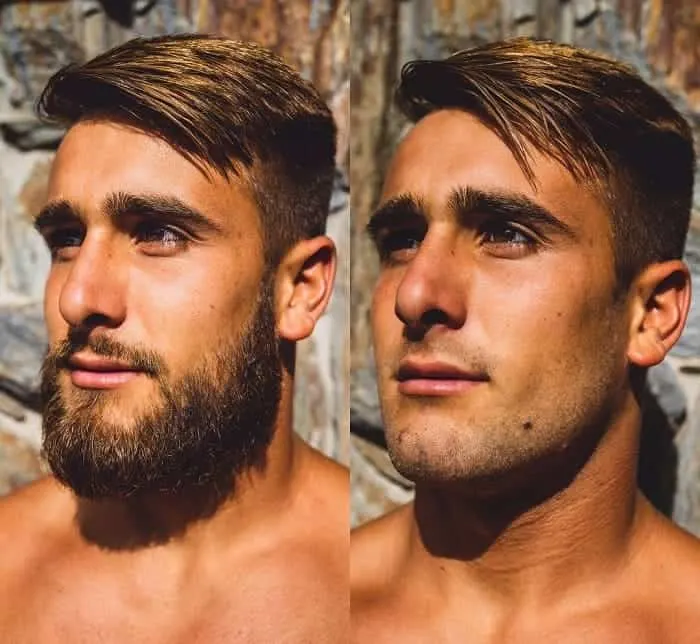 Before and after appearance of men's beard