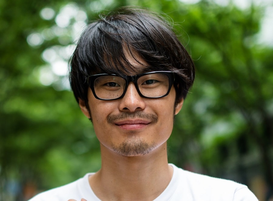 beard style for Asian men with glasses