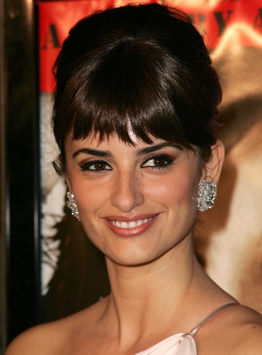 beehive updo with bangs