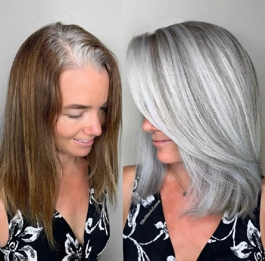 before and after fine hair makeover over 50