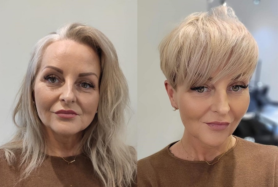 before and after haircut makeover over 50
