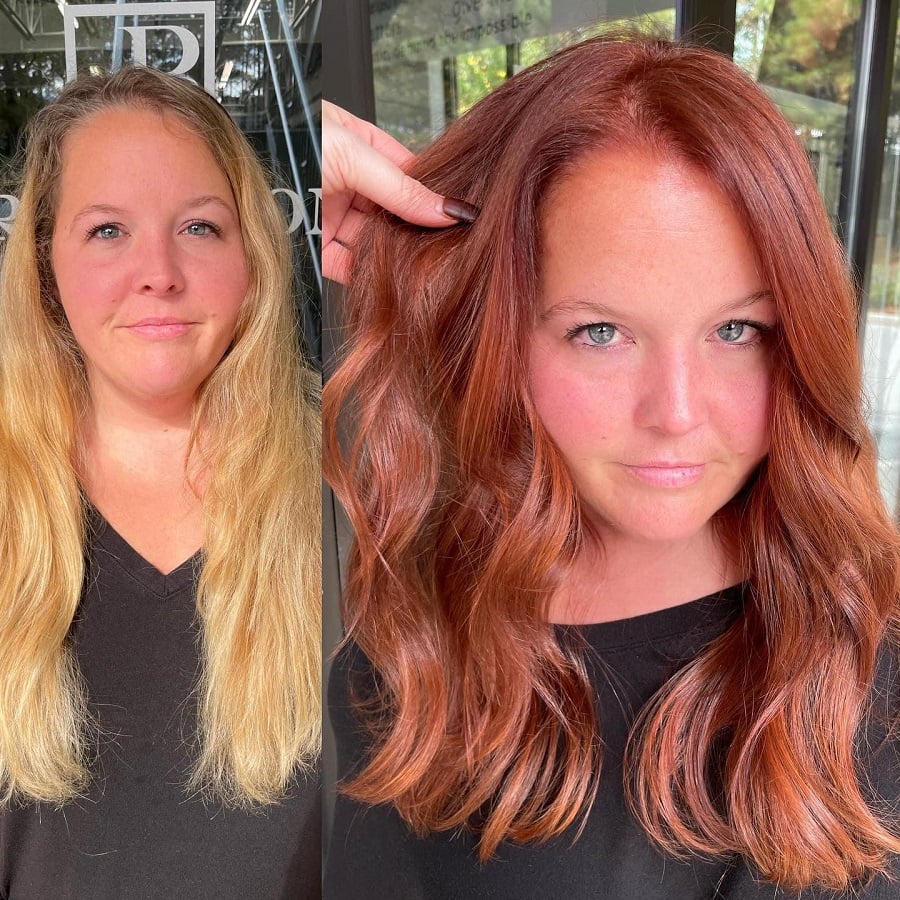 before and after long hair makeover over 50