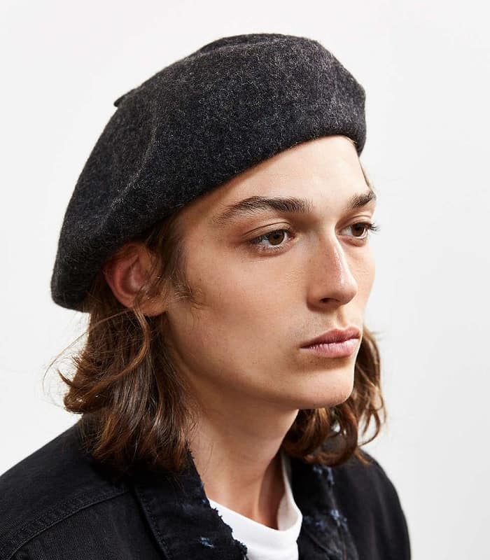 beret hat for man with long hair