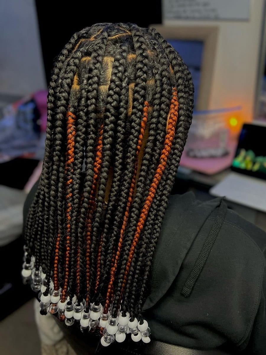 big knotless braids with beads