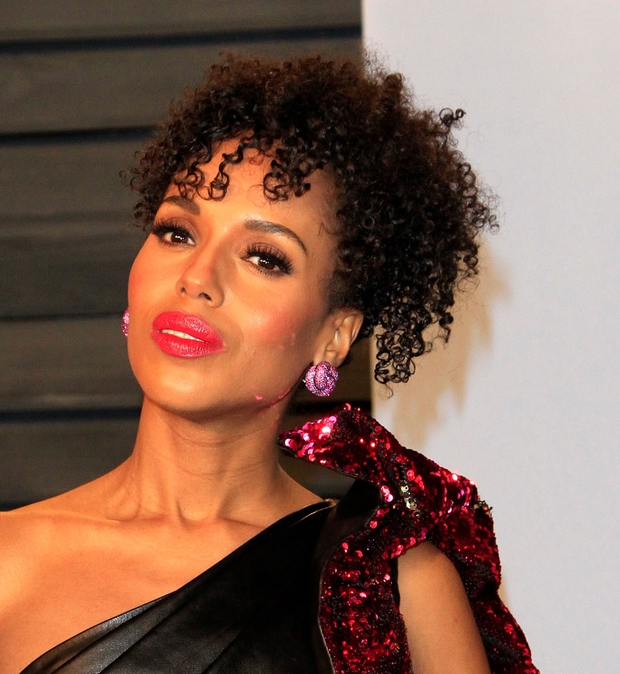 black actress Kerry Washington with curly updo
