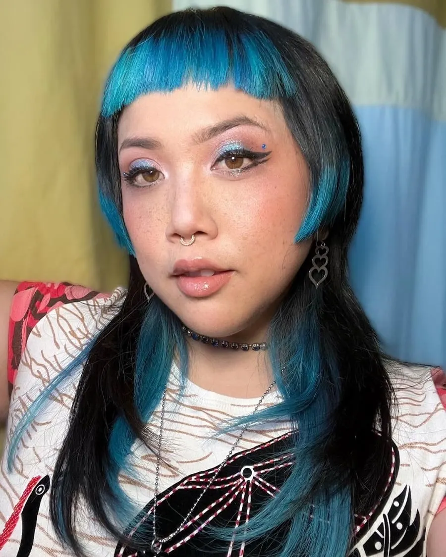 black and blue hime cut