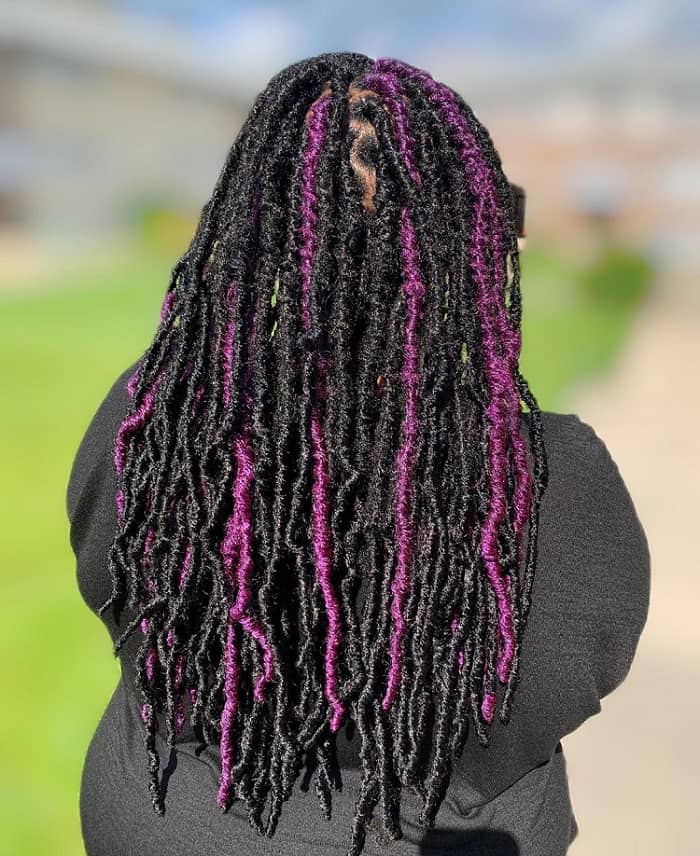 black and purple crochet hair