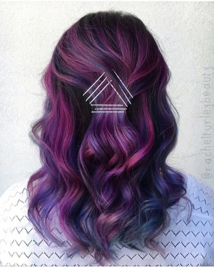 Black and Purple hair color for girl 