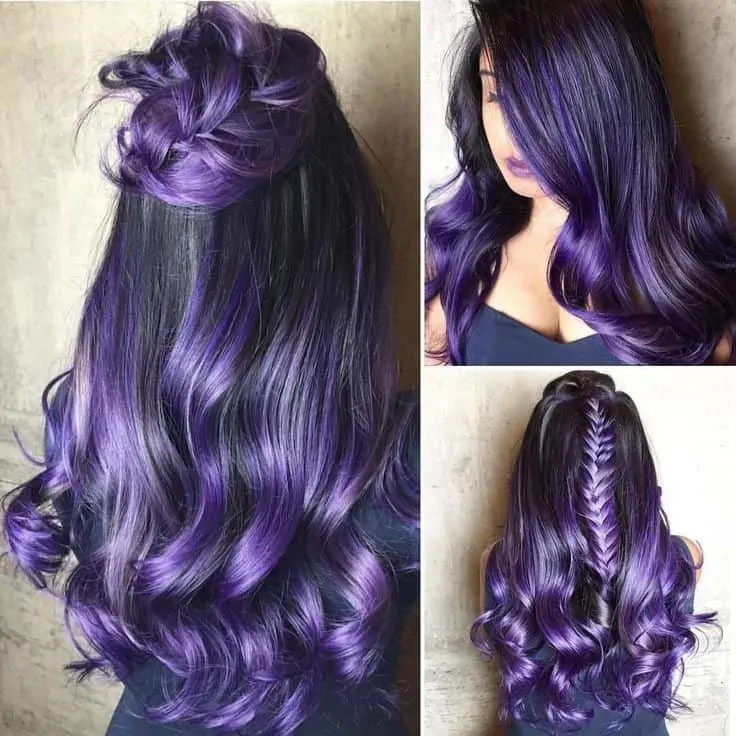Purple Ombre with black color hair for women 
