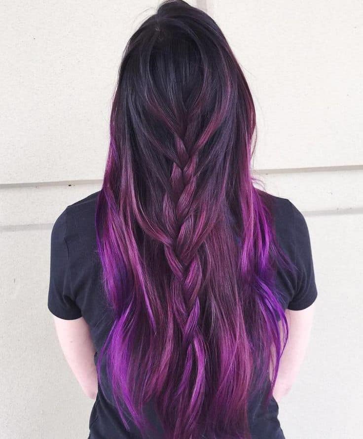 Gorgeous Long Plait in black and purple hairs