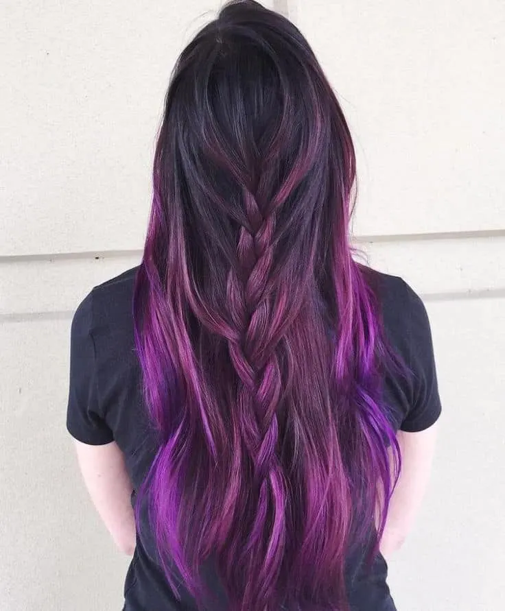 Gorgeous Long Plait in black and purple hairs