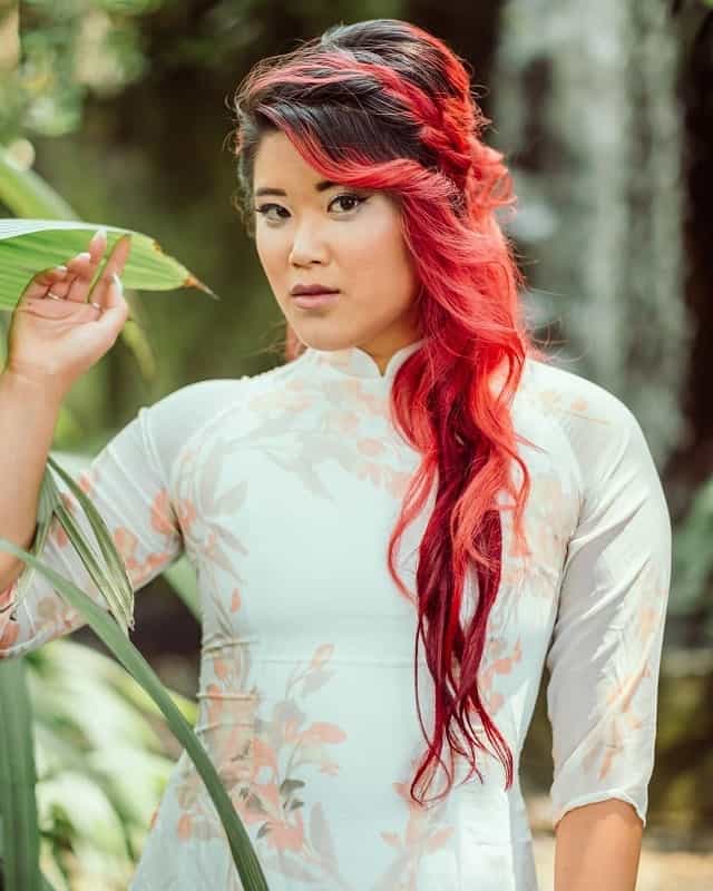 black and red asian hair