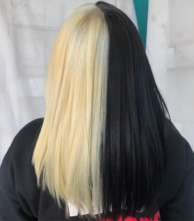 half black half white hair