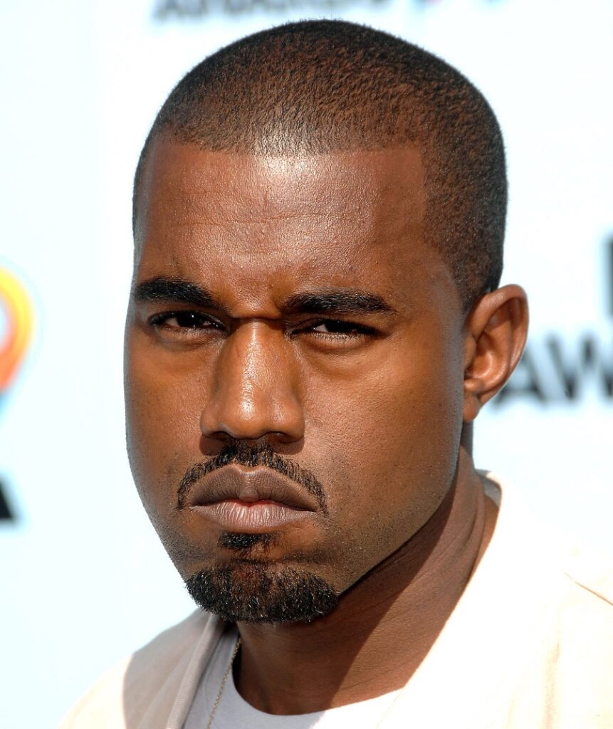 black celebrity Kanye West with goatee beard
