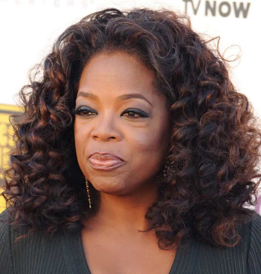 black celebrity Oprah Winfrey with curly hair