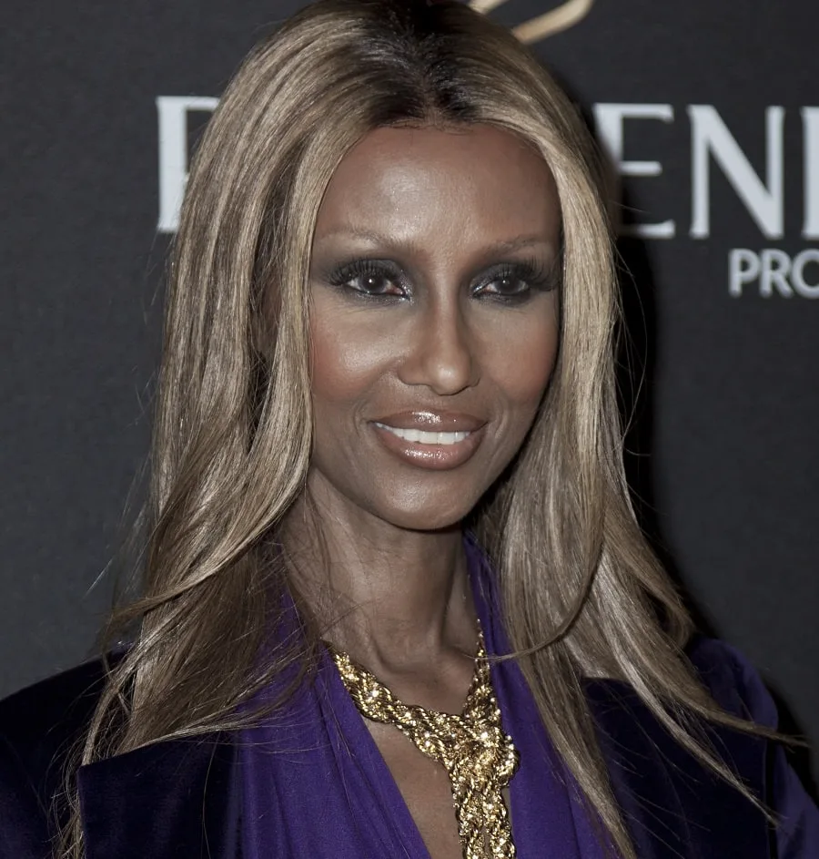 black celebrity model with blonde hair-Iman