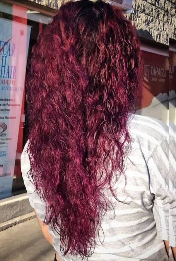 black cherry curly hair