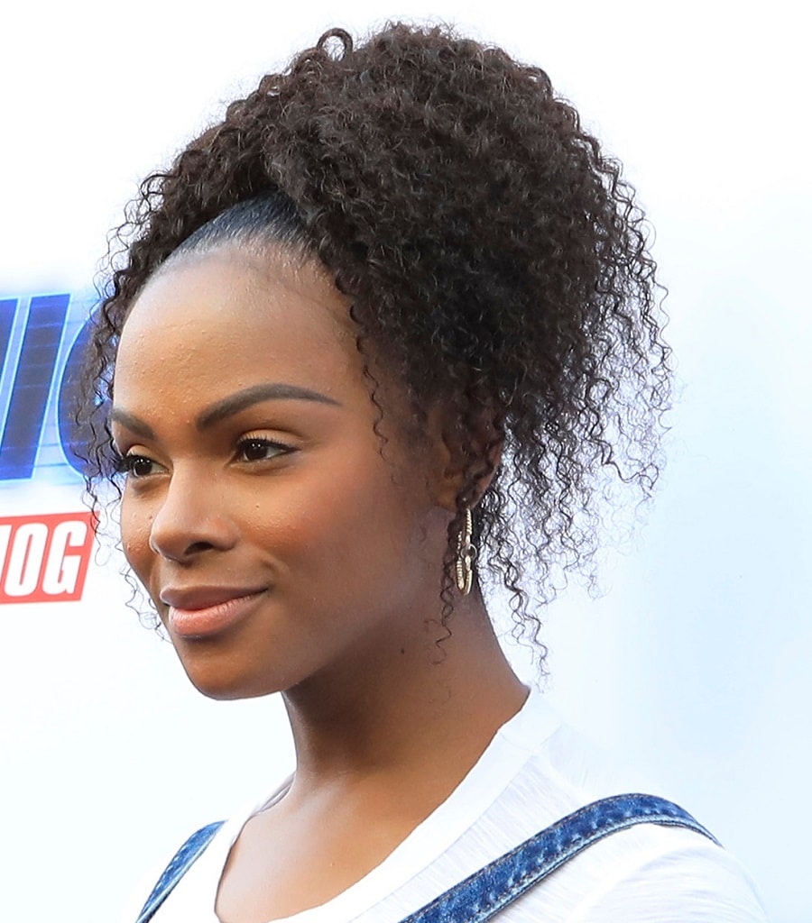 black female celebrity Tika Sumpter with curly hair