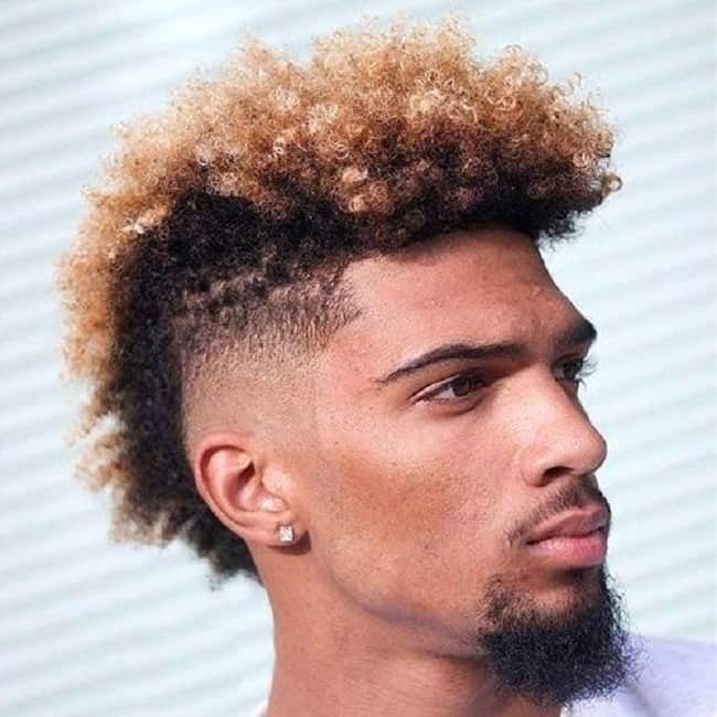 curly mohawk with fade for african american men