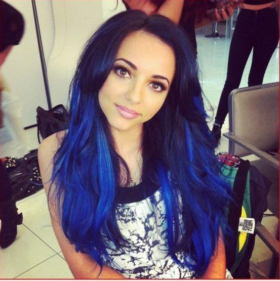 black hair and blue tip