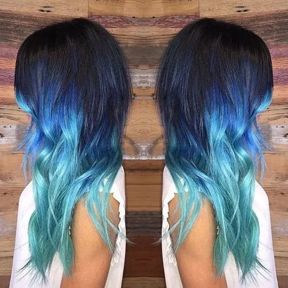 black hair with blue tip photo